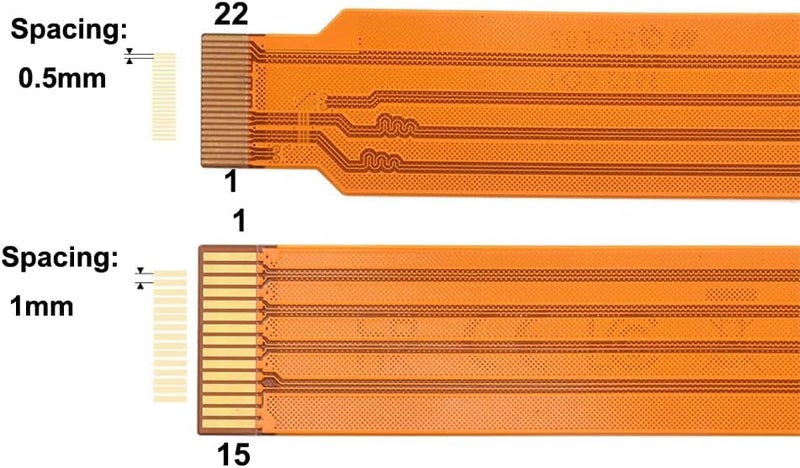 Treedix 2Pcs DSI FPC Flexible Cable Compatible with Raspberry Pi 5, Flat Ribbon Cable 200mm/7.9inch 22Pin to 15Pin 1mm Pitch 0.5mm Pitch Suitable for DSI Display Screens - Image 2